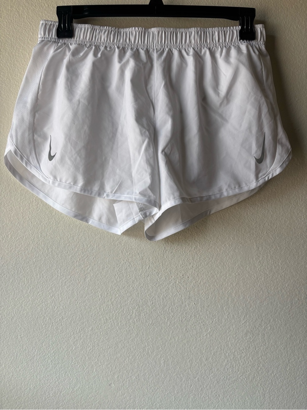 NWOT Nike White Women's Athletic Dri-Fit Running Shorts with Reflective Swoosh